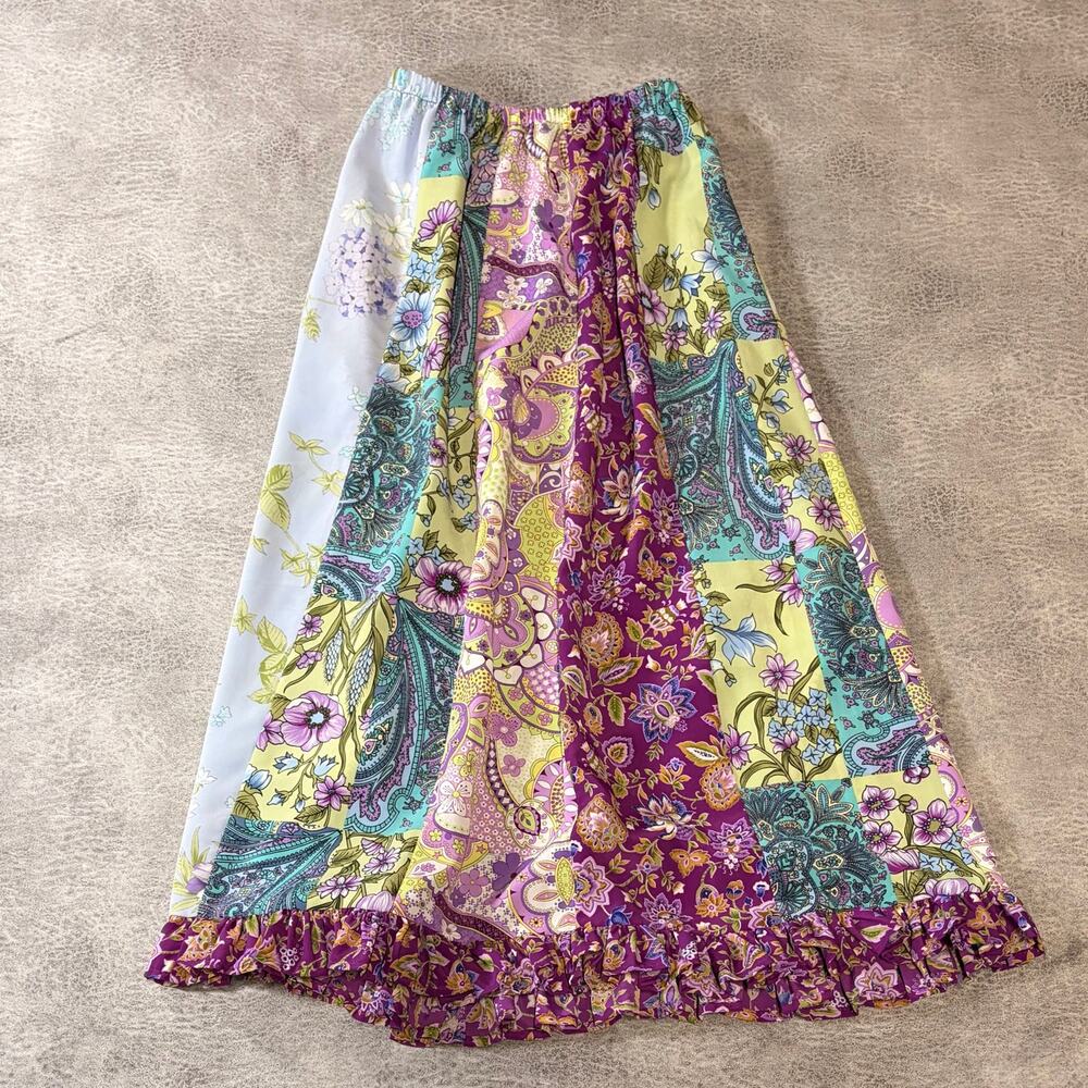 Patchwork Paisley Floral Boho Maxi Skirt
